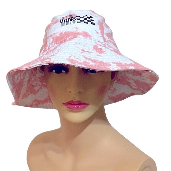 VANS Tie Dyed Bushwick Bucket Hat Pink/White Size Small/Medium Never Worn - Picture 10 of 13